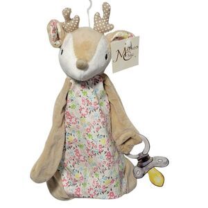 Maison Chic Farrah the Fawn Deer Lovey Paci Holder Blankie Pink Tan‎ Floral NEW